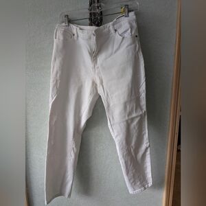 Women's White Jeans Aubrey 14/34 Mid Rise Ankle Grazer